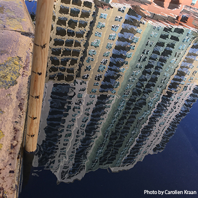 Reflection in flood water in Miami Beach