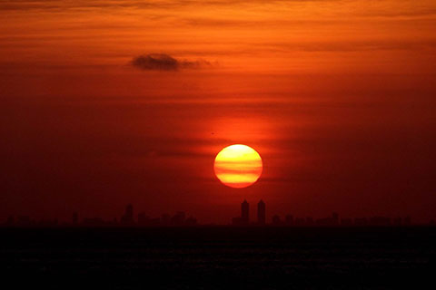 Miami sunset on high heat day