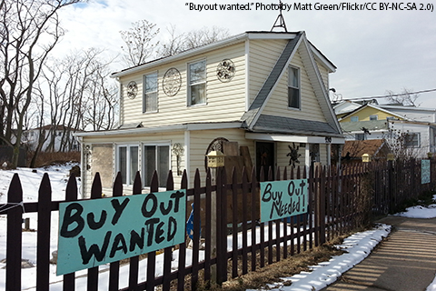 House in Staten Island, NY has signs requesting a buyout 